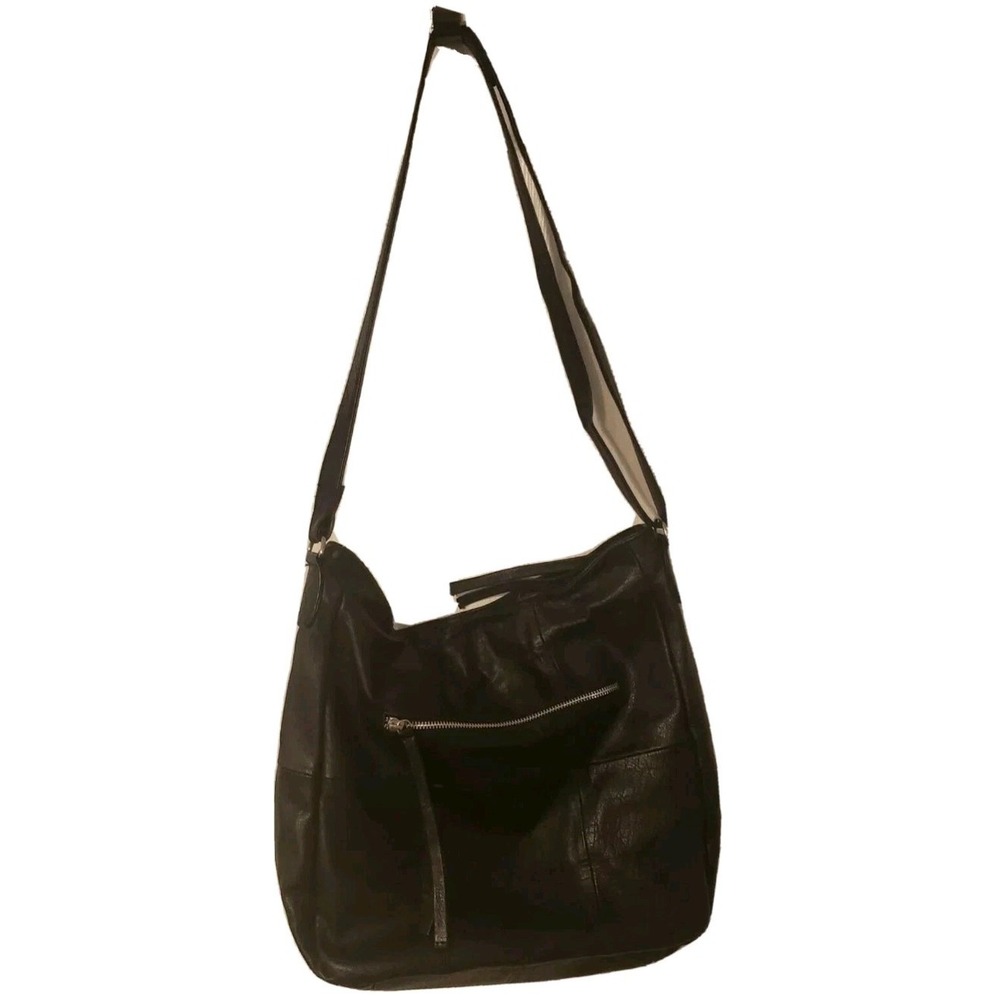 Anthropologie Day and Mood Isa Black Leather Hobo Shoulder Crossbody Bag - Picture 2 of 6